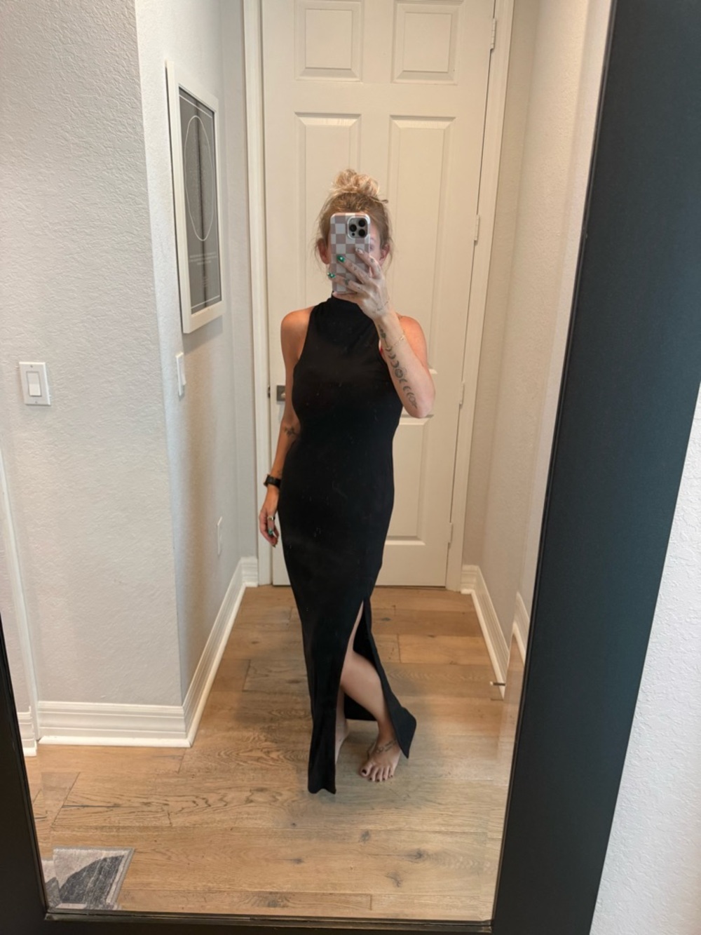 Vici Black Sleeveless Maxi with High Neck and Side Slit